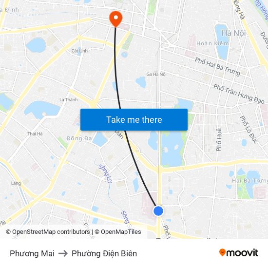 Phương Mai to Phường Điện Biên map