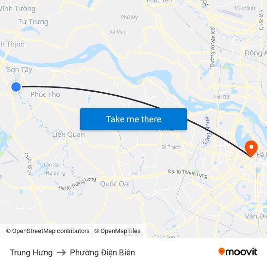 Trung Hưng to Phường Điện Biên map