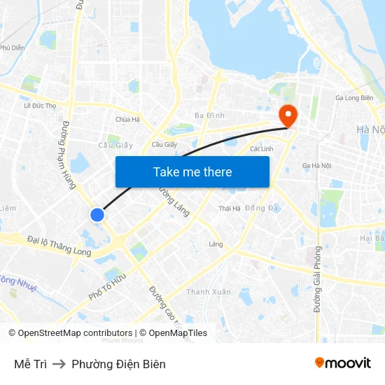 Mễ Trì to Phường Điện Biên map