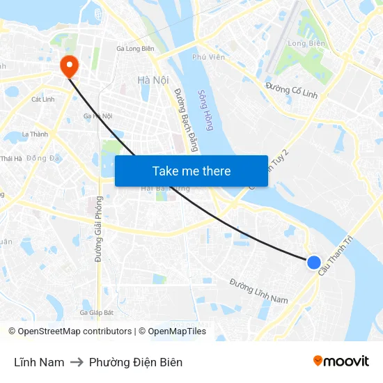 Lĩnh Nam to Phường Điện Biên map