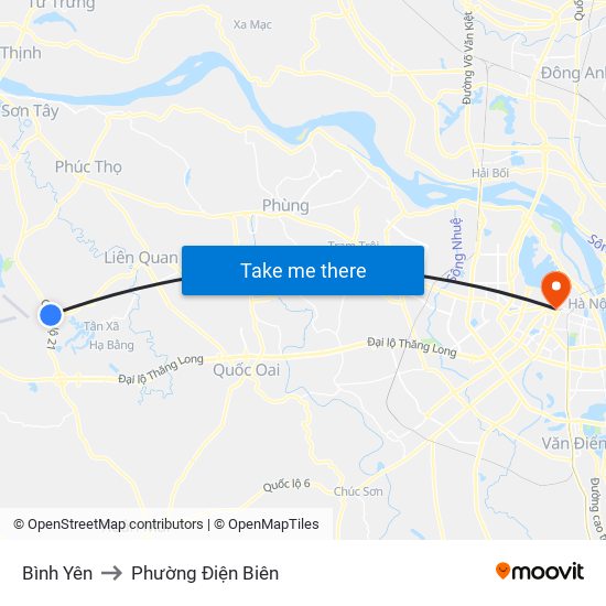 Bình Yên to Phường Điện Biên map