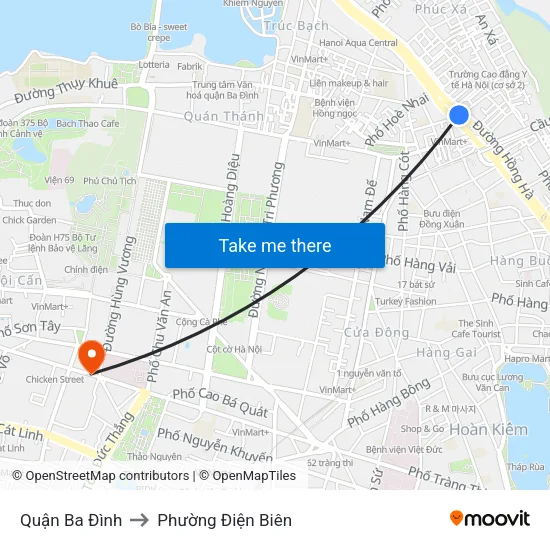 Quận Ba Đình to Phường Điện Biên map
