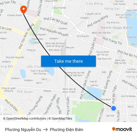 Phường Nguyễn Du to Phường Điện Biên map