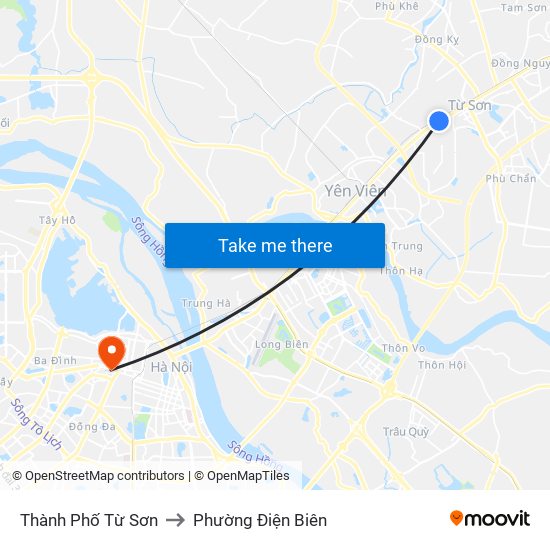 Thành Phố Từ Sơn to Phường Điện Biên map