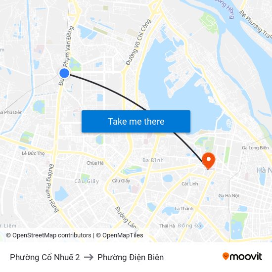 Phường Cổ Nhuế 2 to Phường Điện Biên map