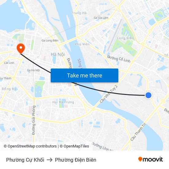 Phường Cự Khối to Phường Điện Biên map