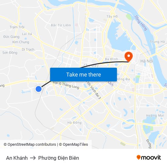 An Khánh to Phường Điện Biên map