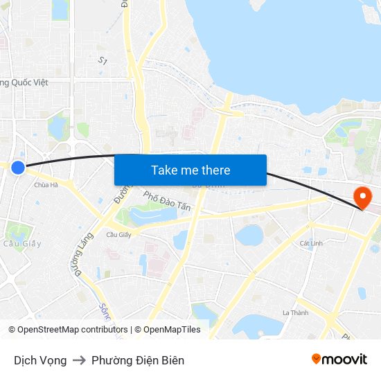 Dịch Vọng to Phường Điện Biên map