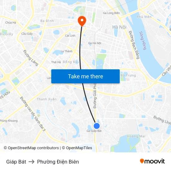 Giáp Bát to Phường Điện Biên map