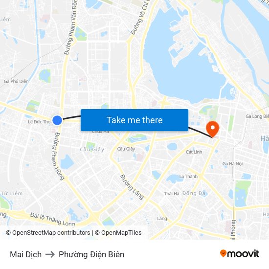 Mai Dịch to Phường Điện Biên map