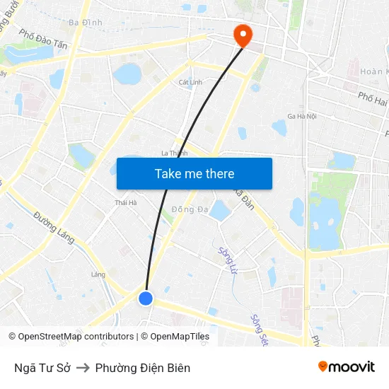 Ngã Tư Sở to Phường Điện Biên map