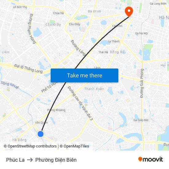 Phúc La to Phường Điện Biên map