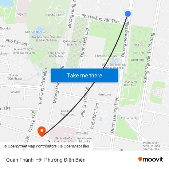 Quán Thánh to Phường Điện Biên map