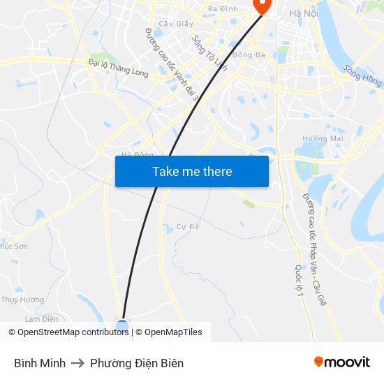 Bình Minh to Phường Điện Biên map