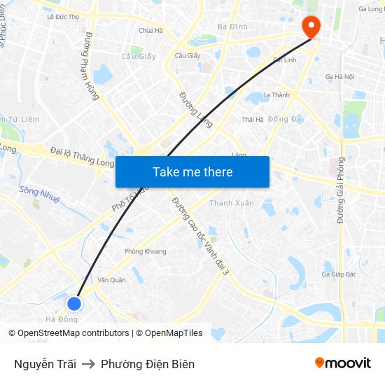 Nguyễn Trãi to Phường Điện Biên map