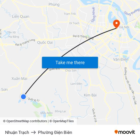 Nhuận Trạch to Phường Điện Biên map