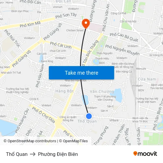 Thổ Quan to Phường Điện Biên map