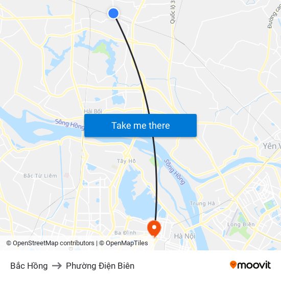 Bắc Hồng to Phường Điện Biên map