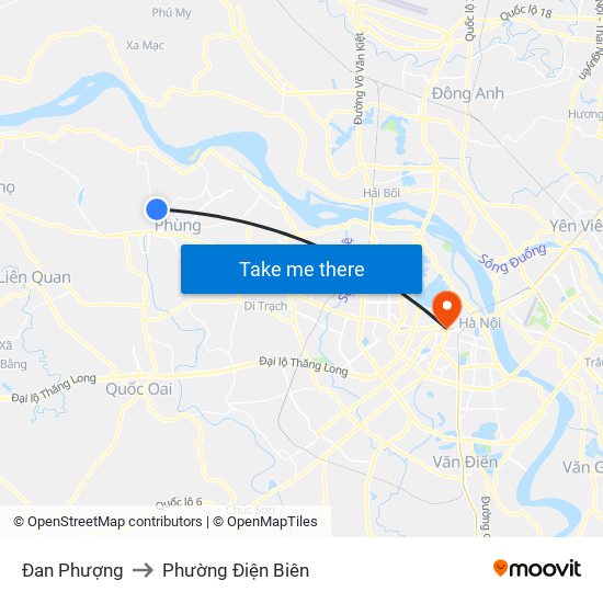 Đan Phượng to Phường Điện Biên map