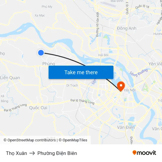 Thọ Xuân to Phường Điện Biên map