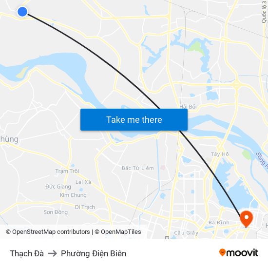 Thạch Đà to Phường Điện Biên map