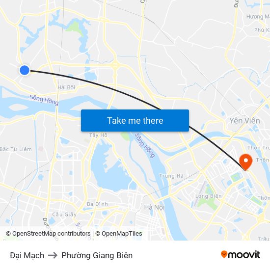 Đại Mạch to Phường Giang Biên map