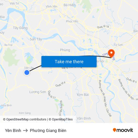 Yên Bình to Phường Giang Biên map