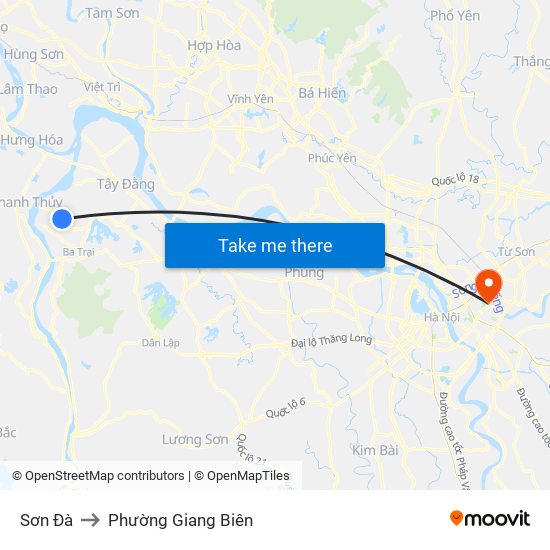 Sơn Đà to Phường Giang Biên map