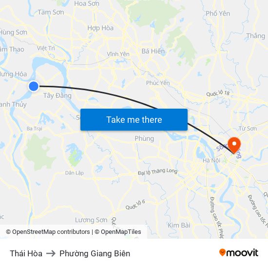 Thái Hòa to Phường Giang Biên map