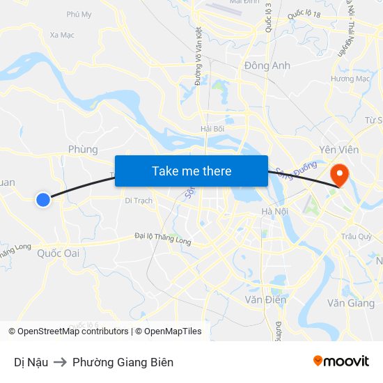 Dị Nậu to Phường Giang Biên map