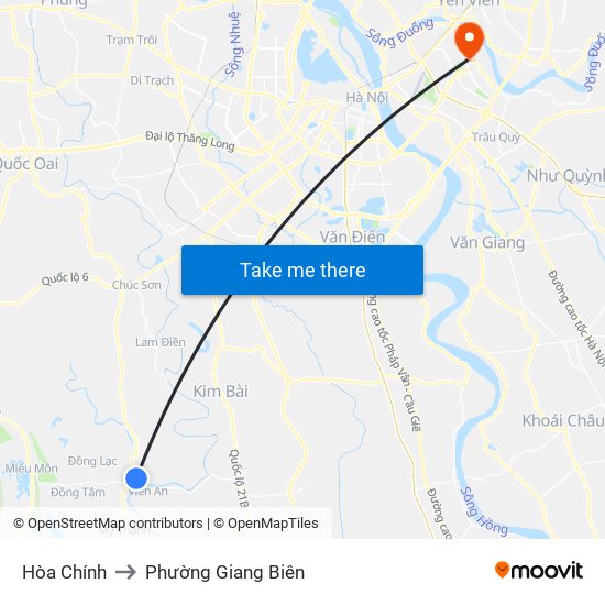 Hòa Chính to Phường Giang Biên map