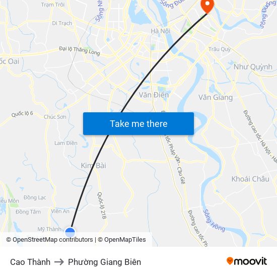 Cao Thành to Phường Giang Biên map