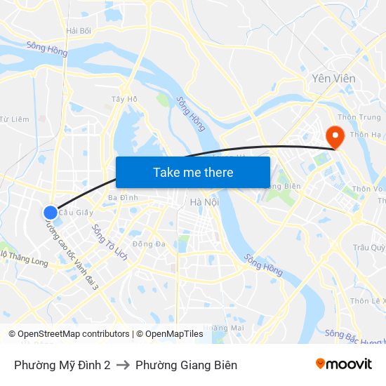 Phường Mỹ Đình 2 to Phường Giang Biên map
