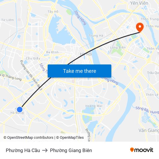 Phường Hà Cầu to Phường Giang Biên map