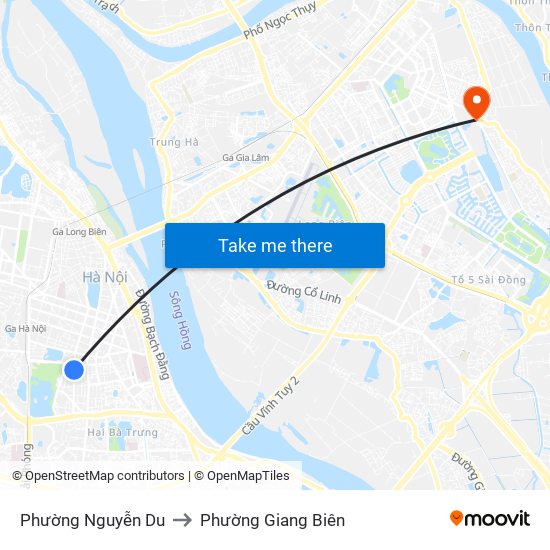 Phường Nguyễn Du to Phường Giang Biên map