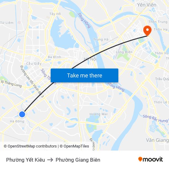 Phường Yết Kiêu to Phường Giang Biên map