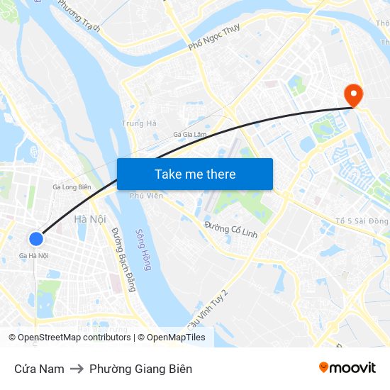 Cửa Nam to Phường Giang Biên map