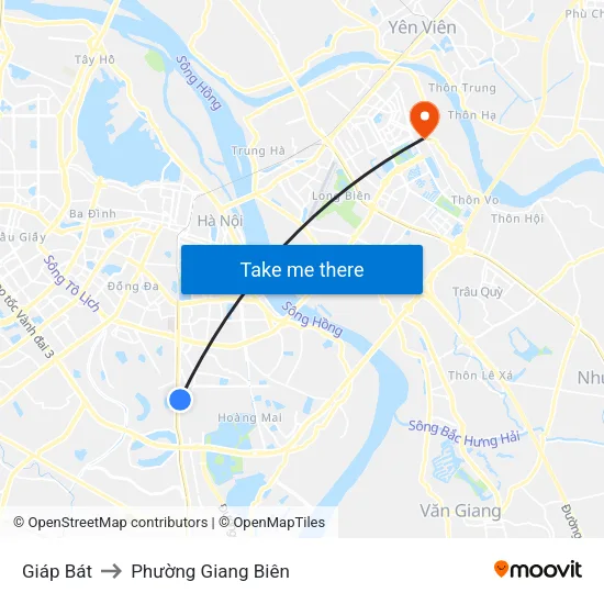 Giáp Bát to Phường Giang Biên map