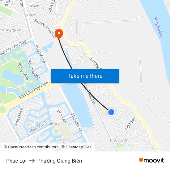 Phúc Lợi to Phường Giang Biên map