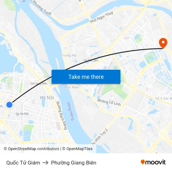 Quốc Tử Giám to Phường Giang Biên map