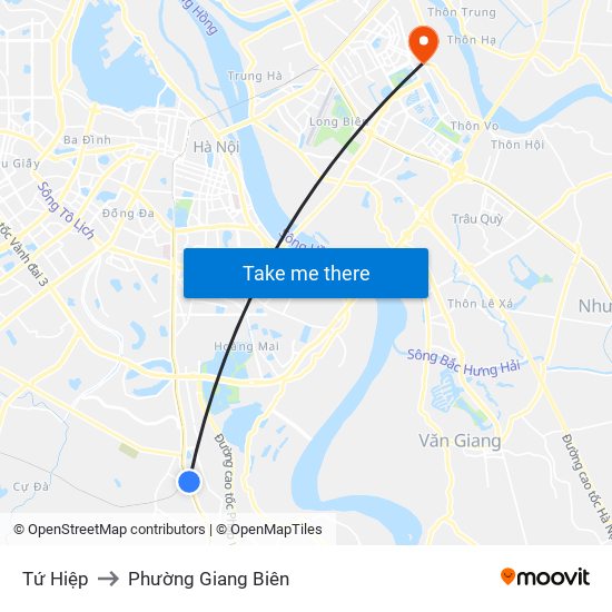 Tứ Hiệp to Phường Giang Biên map