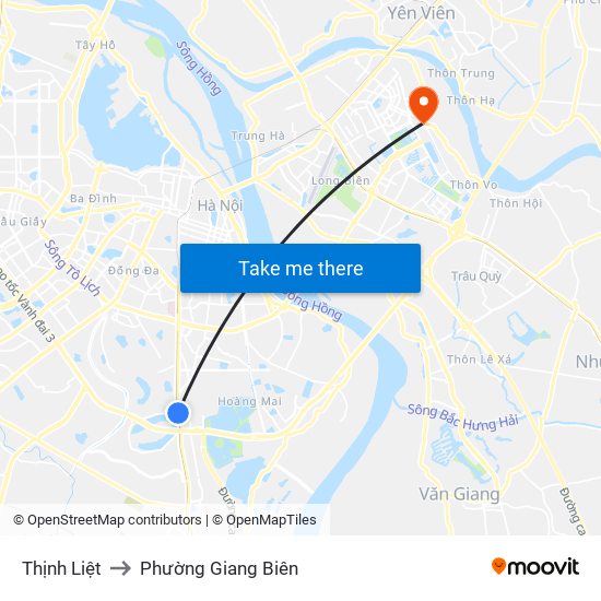 Thịnh Liệt to Phường Giang Biên map