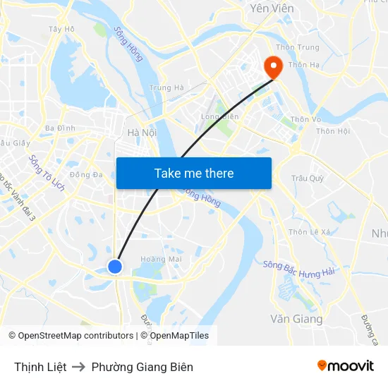 Thịnh Liệt to Phường Giang Biên map