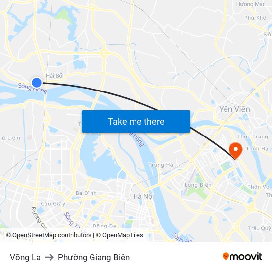 Võng La to Phường Giang Biên map