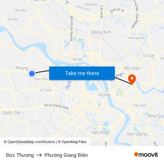 Đức Thượng to Phường Giang Biên map