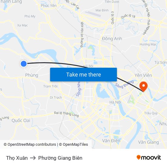 Thọ Xuân to Phường Giang Biên map