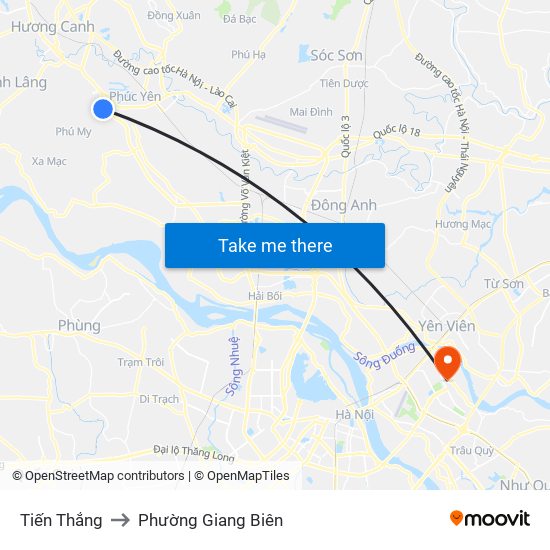 Tiến Thắng to Phường Giang Biên map