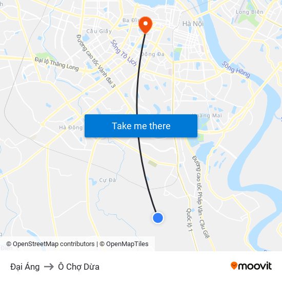 Đại Áng to Ô Chợ Dừa map