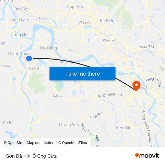 Sơn Đà to Ô Chợ Dừa map