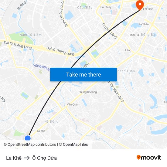 La Khê to Ô Chợ Dừa map